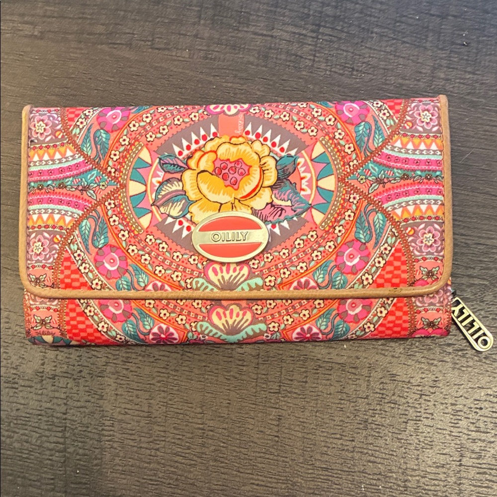 Oilily Pink Multicolor Floral Fold-Over Wallet